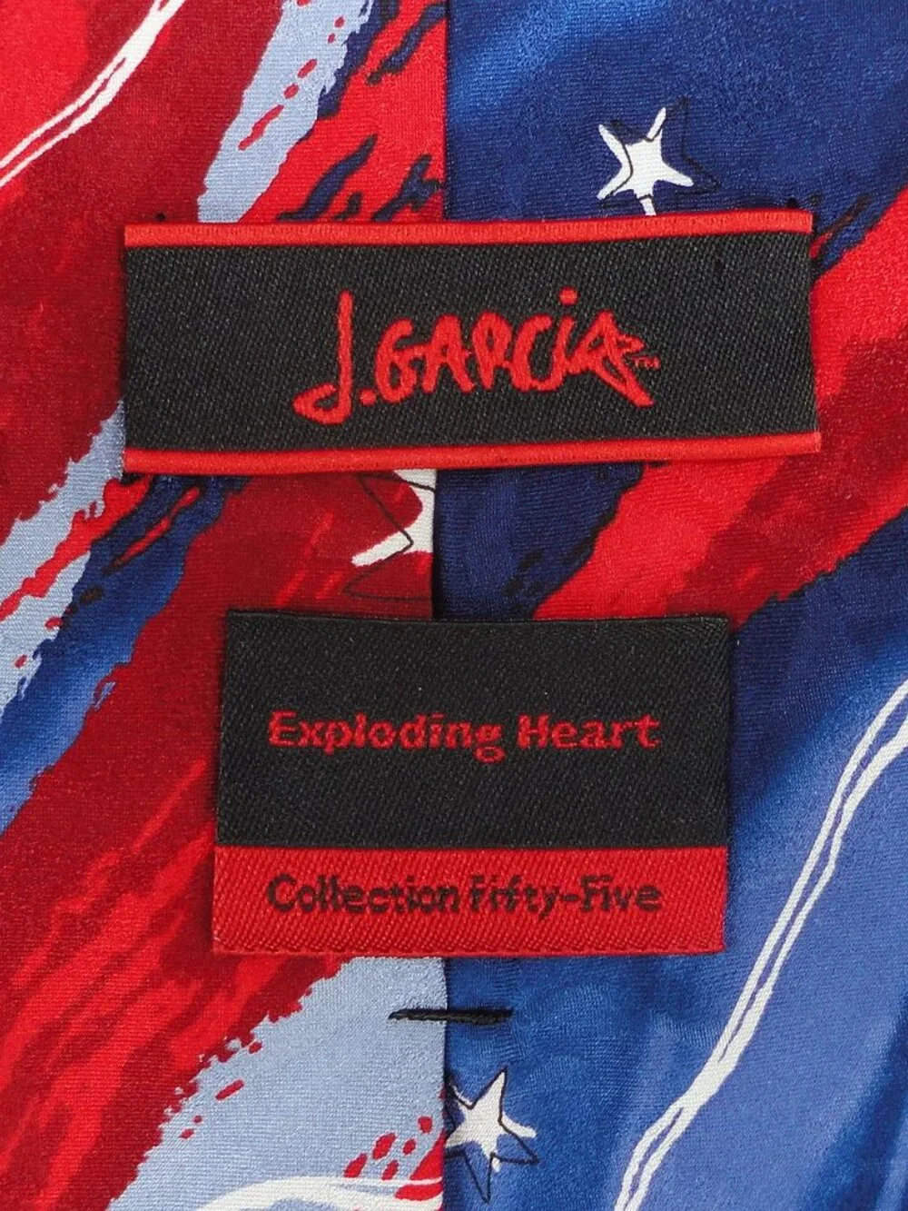 Bold J. Garcia Patriotic RWB 100% silk tie Exploding Heart Collection 55